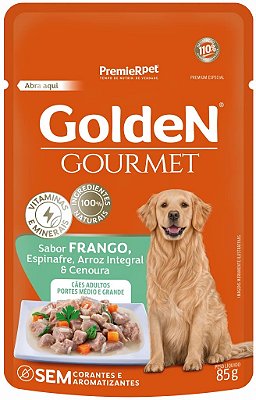 Alimento Úmido Sachê Golden Gourmet Cães Adultos Porte Médio e Grande sabor Frango 85g