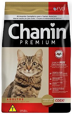 Ração Seca Chanin Premium Coex Adulto Sabor Mix Carne, Peixe e Frango