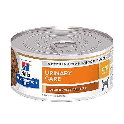 Alimento Úmido Lata Hills Canino Prescription Diet C/D Multicare Cuidado Urinário sabor Frango & Vegetais 156g