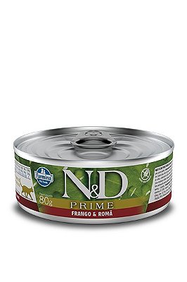 Alimento Úmido Lata N&D Feline Prime Adult sabor Frango e Romã 80g