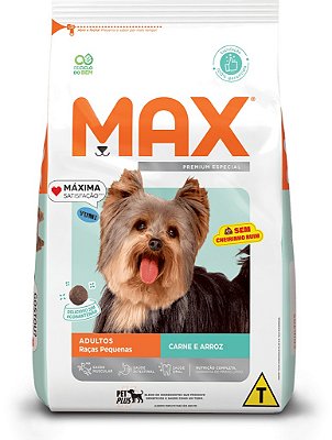 Ração Seca Max Cães Adultos Raças Pequenas sabor Carne e Arroz