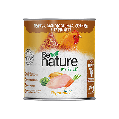 Alimento Úmido Lata Be Nature Day By Day Cães Filhotes sabor Frango, Mandioquinha, Cenoura e Espinafre 300g