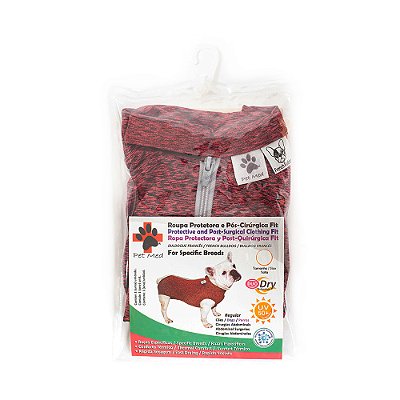Roupa Pós Cirúrgica Pet Med Duo Dry Fit Regular Castração Buldogue Inglês Fêmea Rosa