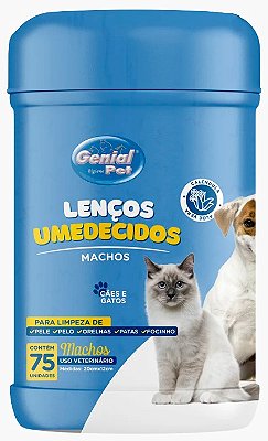 Lenços Umidecidos Genial Pet Cães e Gatos Machos 75 Unidades