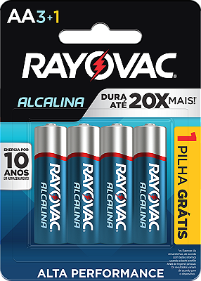 Cód.: 208013 Cartela Pilha Rayovac Alcalina AA - Leve 4 Pague 3