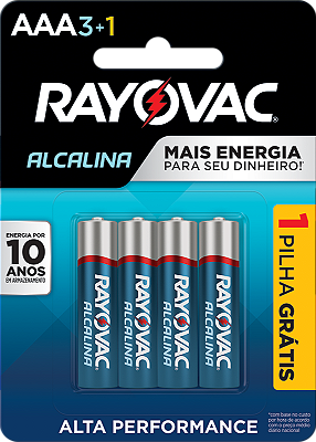Cód.: 20324 Cartela Pilha Rayovac Alcalina AAA - Leve 4 Pague 3