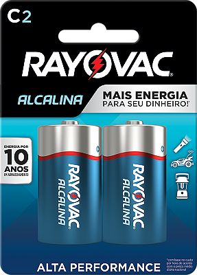 Cód.: 20120 Cartela Pilha Rayovac Alcalina C2 2 Unidades