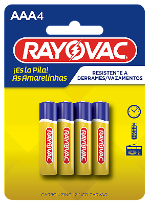 Cód.: 10307 Cartela Pilha Rayovac Zinco AAA4 4 Unidades