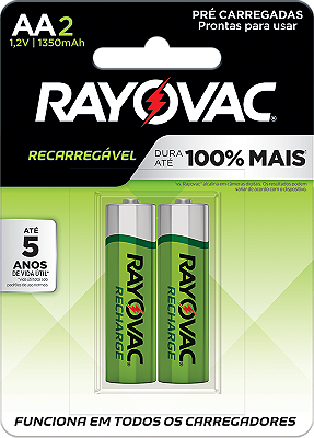 Cód.: 55802 Cartela Pilha Rayovac Recarregável Econômica AA2