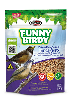 Alimento Completo Seco Funny Birdy Pássaro Preto, Sabiá e Trinca-ferro 350g