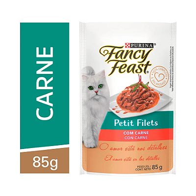 Alimento Úmido Sachê Fancy Feast Adulto sabor Petit Filets com Carne