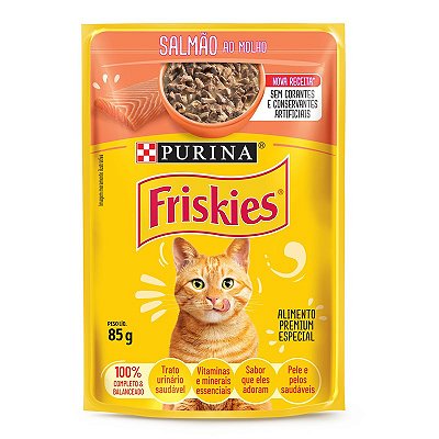 Alimento Úmido Sachê Friskies Gatos Adultos sabor Salmão ao Molho