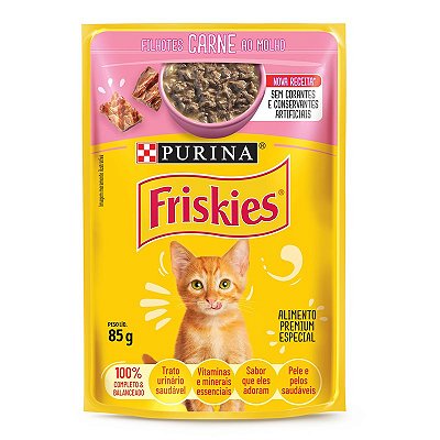 Alimento Úmido Sachê Friskies Gatos Filhotes sabor Carne ao Molho