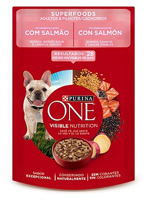 Alimento Úmido Sachê One Cão Adulto e Filhote sabor Superfoods com Salmão