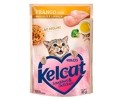 Alimento Úmido Sachê Kelcat Frango com Brócolis e Linhaça