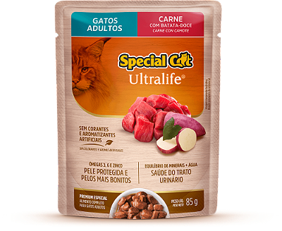 Alimento Úmido Sachê Special Cat Ultralife Adulto sabor Carne