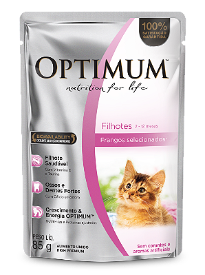 Alimento Úmido Sachê Optimun Gato Filhote sabor Frango