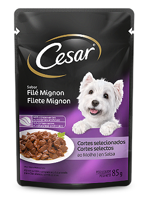 Alimento Úmido Sachê Cesar Cães Adultos Cortes Selecionados Sabor Filé Mignon ao Molho