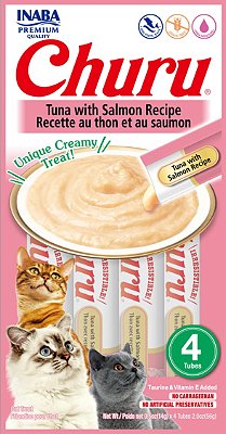 Alimento Úmido Gatos Inaba Churu sabor Atum com Salmão