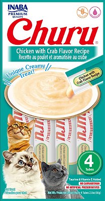 Alimento Úmido Gatos Inaba Churu sabor Frango com Aroma de Caranguejo