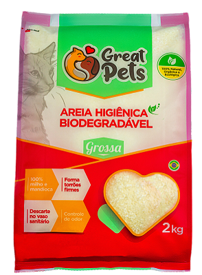 Areia Higiênica Biodegradável Great Pets Grossa 2kg