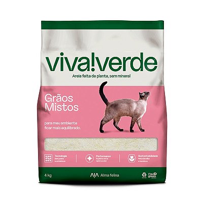 Areia Higiênica Viva Verde Super Premium Grãos Mistos