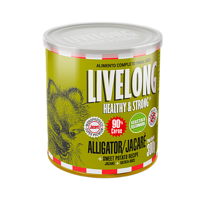 Alimento Úmido Lata Livelong Cães sabor Jacaré 300g