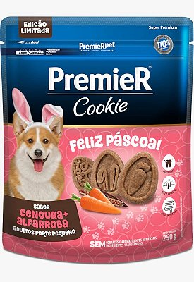 Cookie Premier Feliz Pascoa Adulto Porte Pequeno sabor Cenoura e Alfarroba 250g