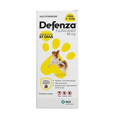 Antiparasitário MSD Defenza 45mg Comprimido para Cães de 2kg a 4,5kg