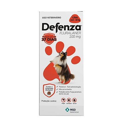 Antiparasitário MSD Defenza 100mg para Cães de 4,5 a 10 kg