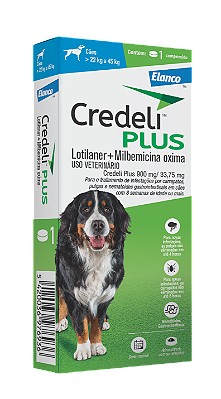 Credeli Plus Elanco para Cães de 22kg a 45kg Proteção contra Pulgas, Carrapatos e Vermes