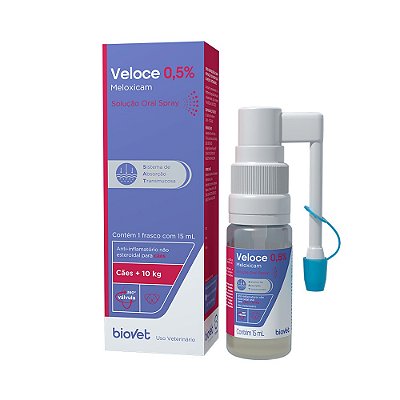 Anti-inflamatório Biovet Veloce 0,5% Spray para Cães 15 ml