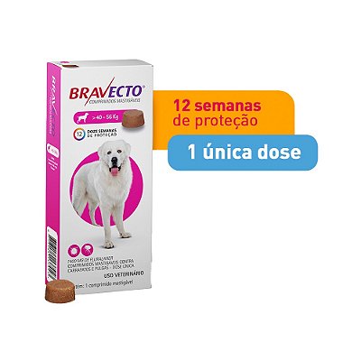 Antipulgas e Carrapatos Bravecto MSD Comprimido Cães 40 a 56kg