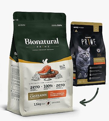 Ração Bionatural Prime Para Gatos Adultos Castrados Sabor Salmão