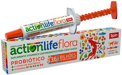 Suplemento Vitamínico Spin Pet Actionlife Flora Probiótico para Cães e Gatos