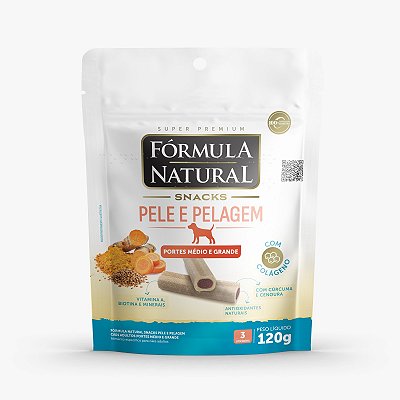 Snacks Pele e Pelagem Formula Natural Cães Adultos Portes Médio e Grande 120g