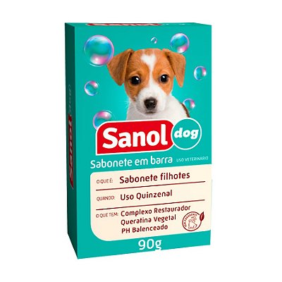 Sabonete Sanol Dog Filhotes para Cães e Gatos 90g