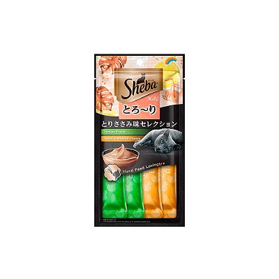 Petisco Cremoso Sheba para Gatos Sabor Frango e Peixe Branco
