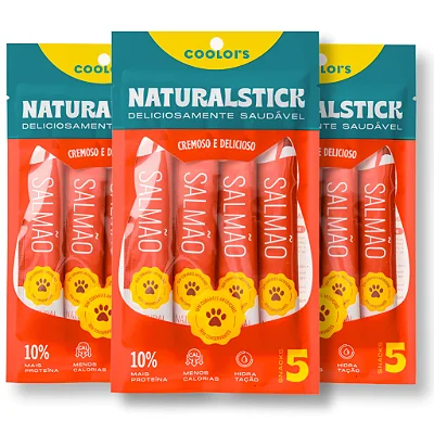 Natural Sticks Sabor Salmão 5 Sachês de 15g
