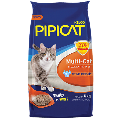 Areia Higiênica Pipicat Multi Cat Odor Block