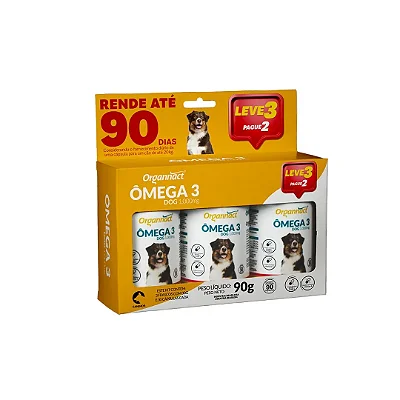 Suplemento Organnact Ômega 3 Dog 1000mg  Combo Leve 3 Pague 2