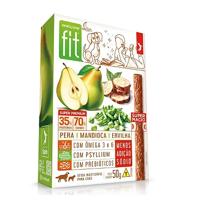 Petisco Spin Stick OnebyOne Fit Sabor Pera, Mandioca e Ervilha para Cães 50g