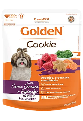 GoldeN Cookie para Cães Adultos Sabor Carne, Cenoura e Espinafre 350g