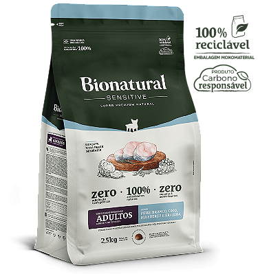 Ração Bionatural Sensitive para Cães Adultos Raças Pequenas Sabor Peixe Branco