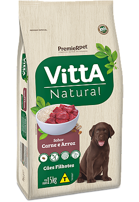 Ração VittA® Natural Cães Filhotes Sabor Carne & Arroz 15kg