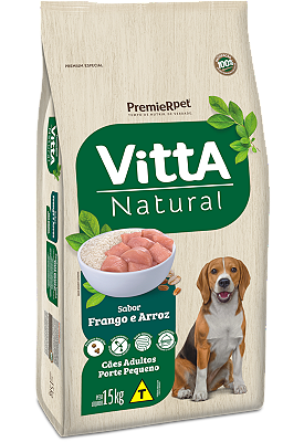 Ração VittA® Natural Cães Adultos Porte Pequeno Sabor Frango & Arroz
