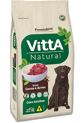 Ração VittA® Natural Cães Adultos Sabor Carne & Arroz 15kg