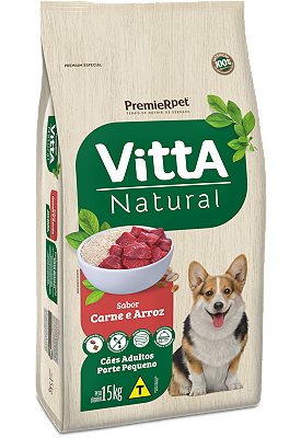 Ração VittA® Natural Cães Adultos Porte Pequeno Sabor Carne & Arroz