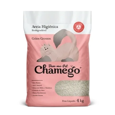 Areia Higiênica Biodegradável Bem-me-Pet Chamego Grãos Grossos 4kg para Gatos