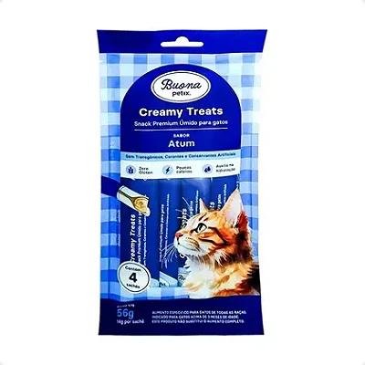 Petisco Cremoso Buona Petix Creamy Treats Sabor Atum para Gatos